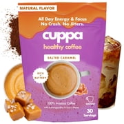 Cuppa Salted Caramel Healthy Mushroom Instant Coffee with Lion's Mane & Ashwagandha for All Day Energy & Focus - No Crash or Jitters(30 Servings)