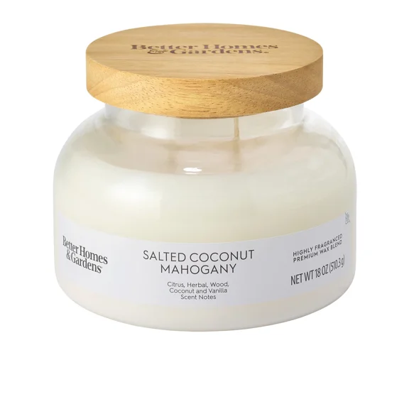 Salted Coconut Mahogany Scented 2-Wick 18Oz Ombre Bell Jar Candle