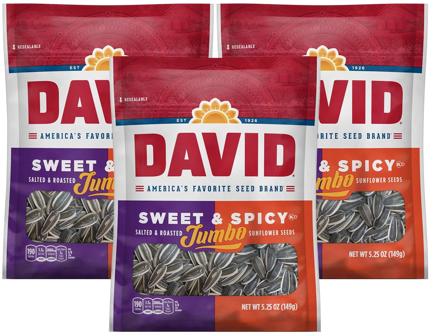 Salted Sweet  Spicy Jumbo Sunflower Seeds, 5.25 Ounces (3-Pack)