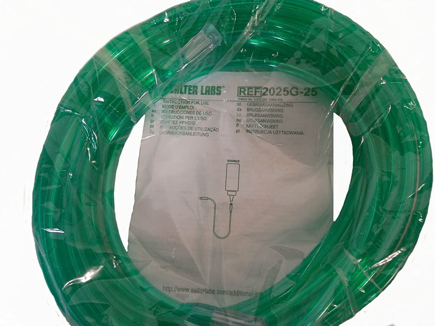 Salter Labs Oxygen Tubing 3 Channel 25 ft. Green | Medical Oxygen Tube | Accessories Oxygen Supplies | Continuous Flow for Oxygen Supply Machine