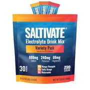 Saltivate Electrolyte Packets Variety Pack, Zero Sugar & Stevia Free, High Sodium, 30 Sticks