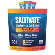 Saltivate Electrolyte Packets Variety Pack, Zero Sugar & Stevia Free, High Sodium, 30 Sticks