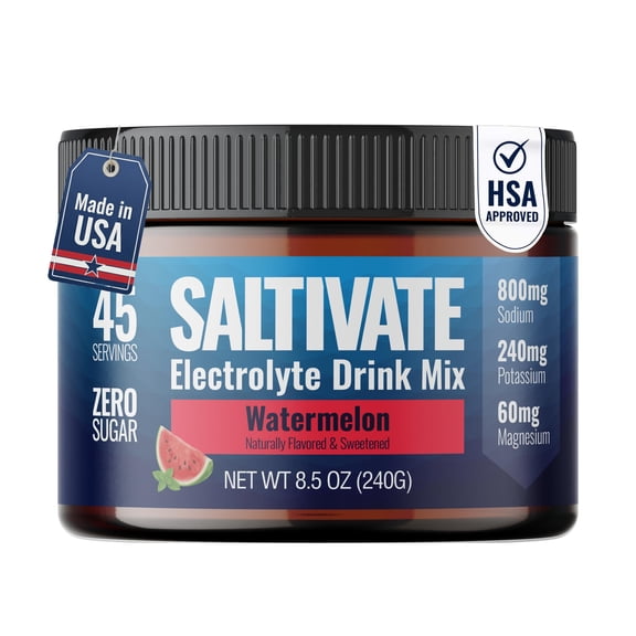 Saltivate Watermelon Electrolyte Powder, Sugar Free, 45 Servings