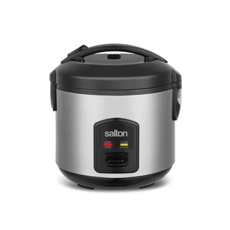 Salton 8 Cup Jar Style Automatic Rice Cooker with Food Steaming Basket, Measuring Cup & Spatula, Removable Non-Stick Cooking Bowl (RC2027)