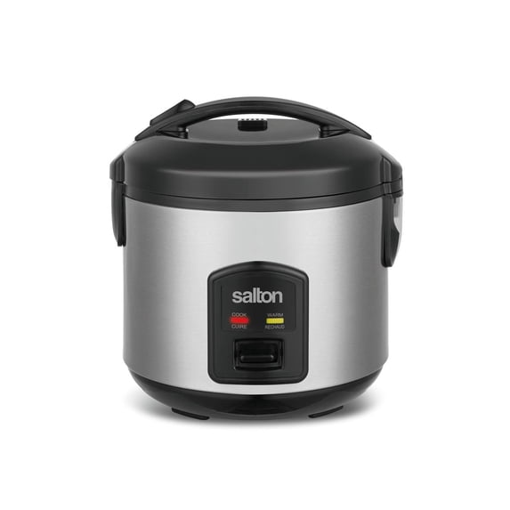 Salton 8 Cup Jar Style Automatic Rice Cooker with Food Steaming Basket, Measuring Cup & Spatula, Removable Non-Stick Cooking Bowl (RC2027)