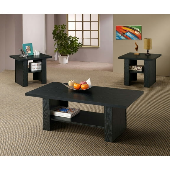 Salton Black Oak 3-Piece Engineered Wood Coffee Table Set