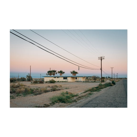 Salton City Streets 02 - Salton City California Photography Desert Palm Tree Minimalist Landscape Rural Sunset Vintage Unframed Wall Art Print 32 x 48 inches