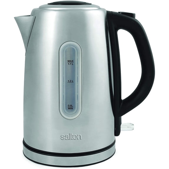 Salton Cordless Electric Kettle Stainless Steel JK1903 - Automatic Shut-Off - 1.7 L, 1500 W — Residential Use, Standard Application