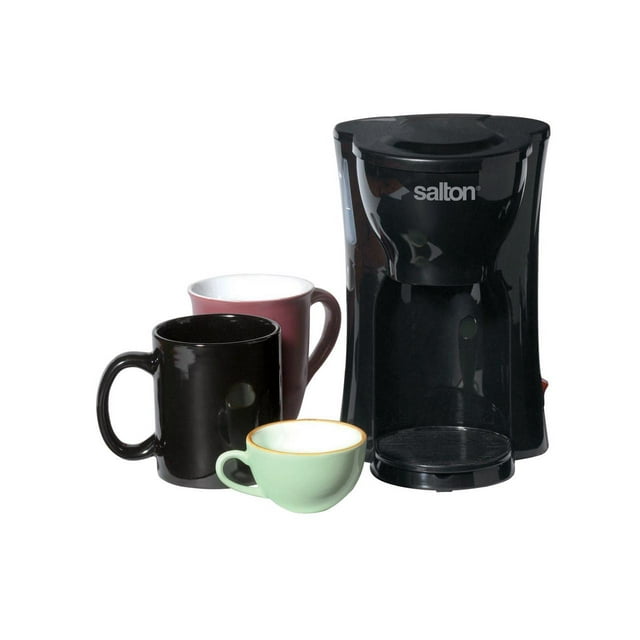 Salton Compact SpaceSaving 1Cup Black Coffee Maker for Dorm Room