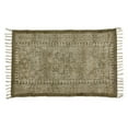 thumbnail image 1 of Saltoro Sherpi 2 x 3 Feet Cotton Rug with Block Print and Fringes, Brown and White, 1 of 3