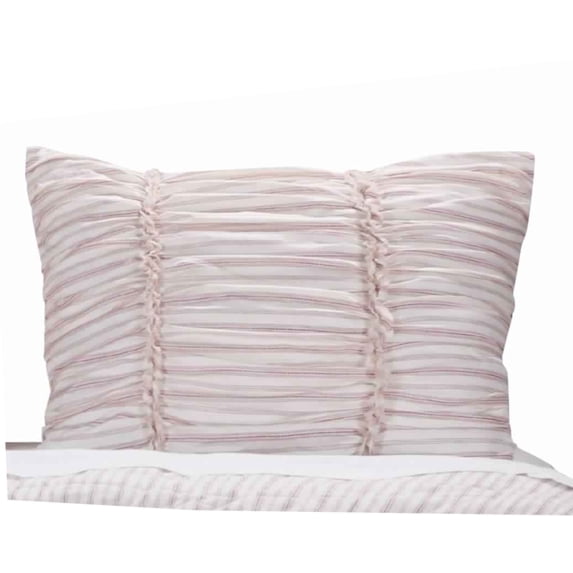 Saltoro Sherpi 20 X 26 Polyester Filled Pillow Sham with Horizontal Ruffles, Offwhite