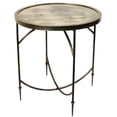 thumbnail image 1 of Saltoro Sherpi 24 Inch Round Mirrored Side Table with Metal Base, Nickel, 1 of 3