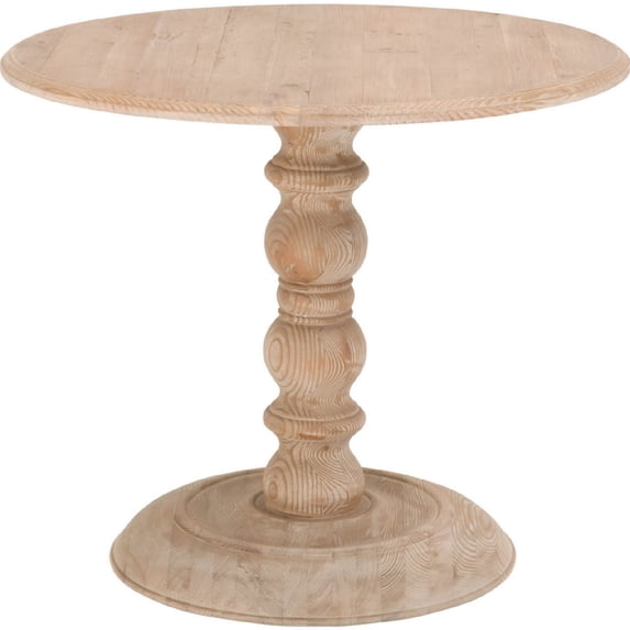 Saltoro Sherpi 36 Inch Round Top Wooden Dining Table with Turned Pedestal Base, Brown