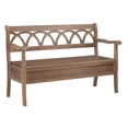 thumbnail image 1 of Saltoro Sherpi 48 Inches Storage Bench with Arched Fretwork Backrest, Brown, 1 of 5