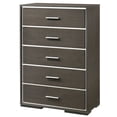 thumbnail image 1 of 5 Drawer Wooden Chest with Mirror Trim Accents, Gray, 1 of 5