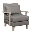 thumbnail image 1 of Saltoro Sherpi Accent chair with Box Cushion Seat and Curling Armrests, Beige and Gray, 1 of 5