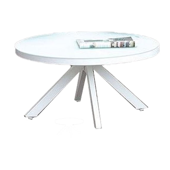 Saltoro Sherpi Aluminum Round Top Coffee Table Angled Flared Legs, White