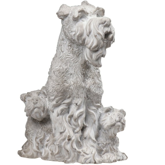 Saltoro Sherpi Cement Figurine of Scottish Terrier with 2 Puppies in Concrete Finish, Gray
