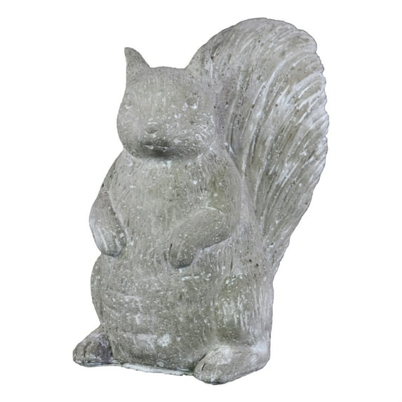 Saltoro Sherpi Cement Figurine of Squirrel Sitting Straight with Hands Unoccupied, Gray