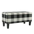 thumbnail image 1 of Saltoro Sherpi Checkered Pattern Fabric Upholstered Storage Bench With Tapered Wood Legs, Large, Black and White, 1 of 10