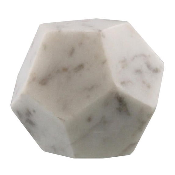 Saltoro Sherpi Dodecahedron Shape Geometric Marble Object, White