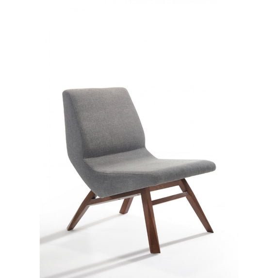 Saltoro Sherpi Fabric Upholstered Lounge Chair with Ottoman, Gray and Brown