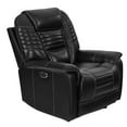 thumbnail image 1 of Saltoro Sherpi Faux Leather Upholstered Wooden Recliner with Power Headrest, Black, 1 of 5