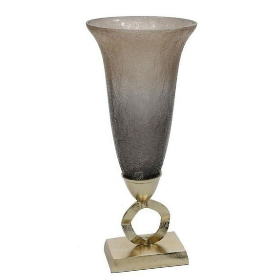 Saltoro Sherpi Glass Vase with Inverted Bell Design Shade, Set of 4, Gray and Bronze