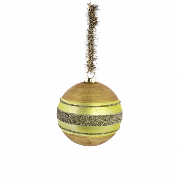 Saltoro Sherpi Holiday Theme Vintage Glass Ornament, Yellow