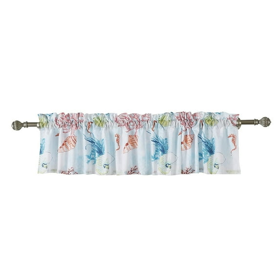 Saltoro Sherpi Lined Polyester Valance with 2 Inch Header and Coral Prints, Multicolor
