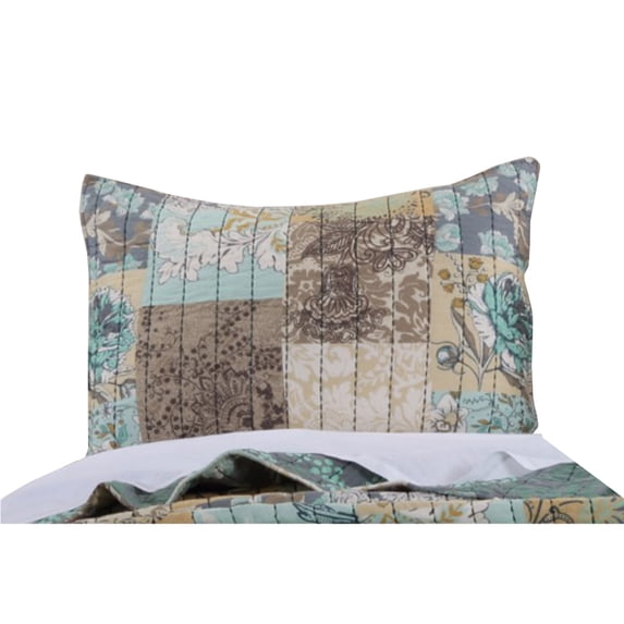 Saltoro Sherpi Philadelphia 26 x 20 Cotton Standard Pillow Sham with Floral Print, Multicolor