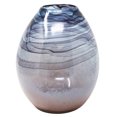 thumbnail image 1 of Saltoro Sherpi Pot Bellied Glass Vase with Swirl Pattern, Gray and Blue, 1 of 5
