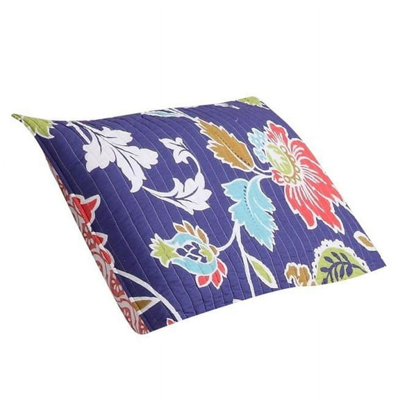Saltoro Sherpi Scheldt Standard Size Rectangular Fabric Sham with Floral Prints, Multicolor