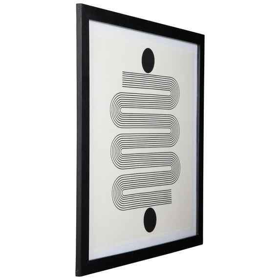 Saltoro Sherpi Square Line Art Design Wall Art with Glass Panels, Black and White