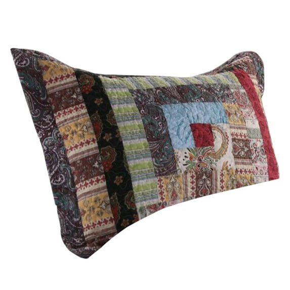 Saltoro Sherpi Thames 36 x 20 Cotton King Pillow Sham with Log Cabin Print, Multicolor