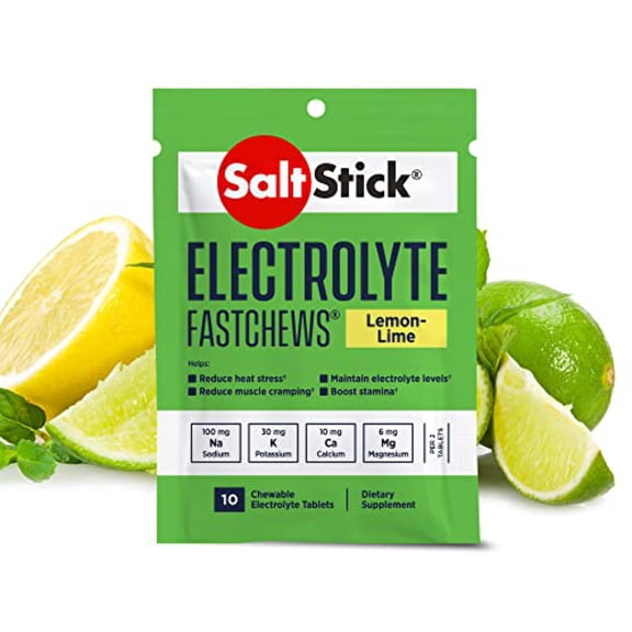 Saltstick Fastchews Electrolyte Chewable Tablets, Lemon Lime, Pack of 12