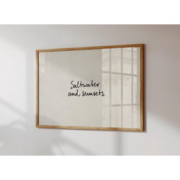 Saltwater And Sunsets Neutral Beach House Coastal Summer Quote Typography Wall Decor Unframed Paper Print