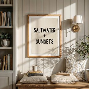 Saltwater And Sunsets Wall Art Print, Coastal Surf Beach House Decor