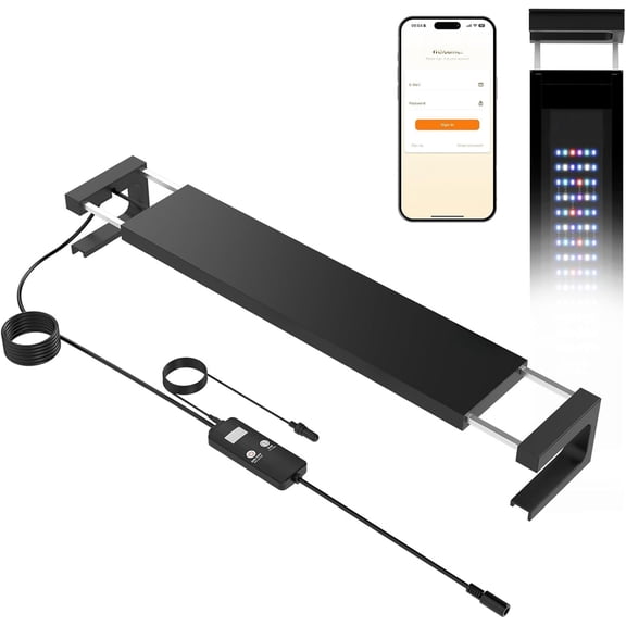 Saltwater Aquarium Light, Reef Coral Fish Tank Light with + WiFi Dual Control App, DIY , Brightness Adjustable, Anti-Drop, Real Time Water Temperature Sensor(30-36 in)
