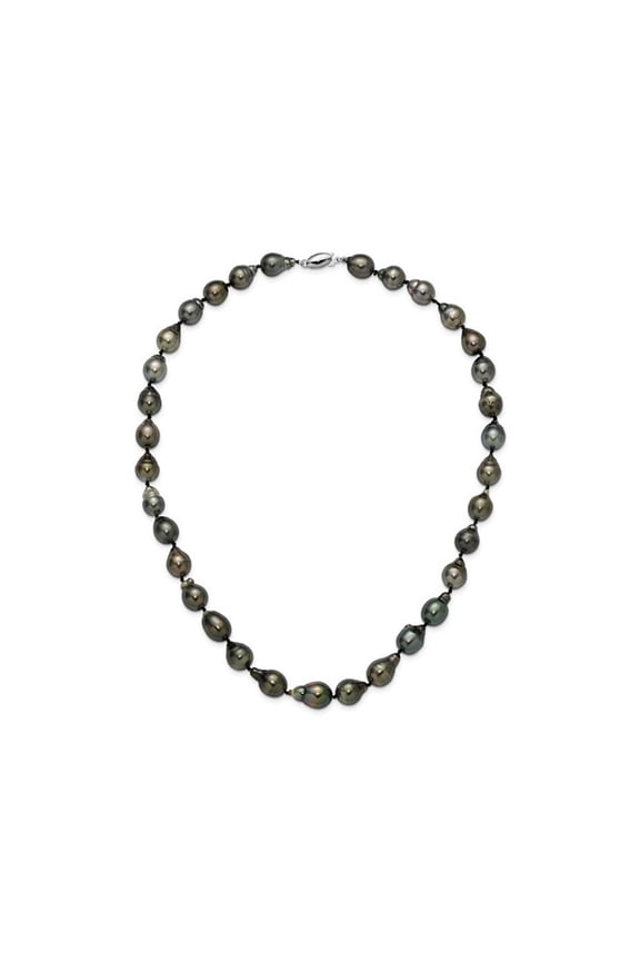Saltwater Cultured Tahitian Pearl Necklace (8-11mm) in 14K White Gold for Women