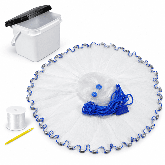 Saltwater Fishing Cast Net For Bait 3/8 1/4 Or 1/2 With Heavy Sinkers Fish Throw Net. Size 3ft/4ft/5ft/6ft/7ft/8ft/9ft/10ft Radifr