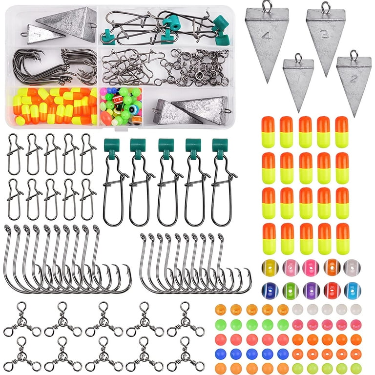 Saltwater Fishing Kit Surf Fishing Lures Tackle Box, 129pcs Surf Fishing  Gear Fish Finder Rigs Pyramid Sinker Weight Fishing Hook Swivels Pompano  Rigs for Surf Fishing - Walmart.com