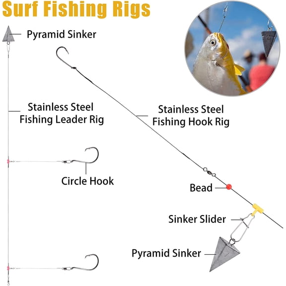 Saltwater Fishing Tackle Kit, 136pcs Surf Fishing Gear Fish Rigs Saltwater Fishing Lures Crankbait Spoon Pyramid Sinker Fishing Hooks Leaders Swivels Ocean Fishing Tackle Accessories