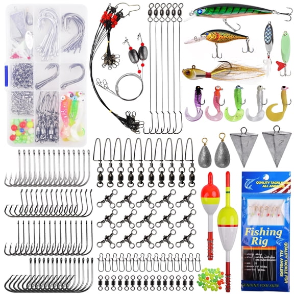 Saltwater Fishing Tackle Kit 212-Piece Surf Gear Lures Bait Storage Box