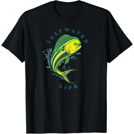 Saltwater Life Saltwater Mahi Mahi Jumping Fishing T-Shirt