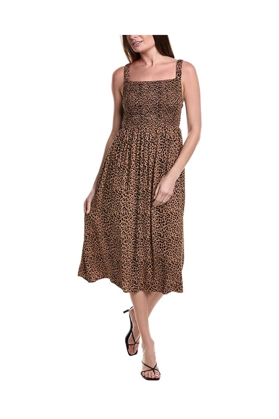 womens  Smocked Tank Dress, s, Brown