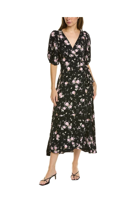 womens Wrap Midi Dress, s, Black