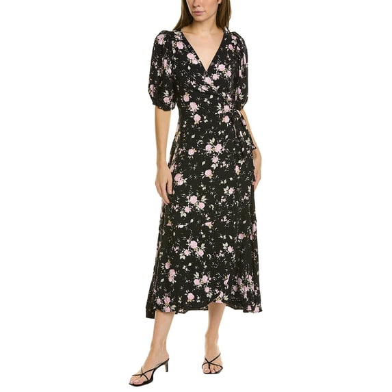 Saltwater Luxe womens Wrap Midi Dress, XS, Black