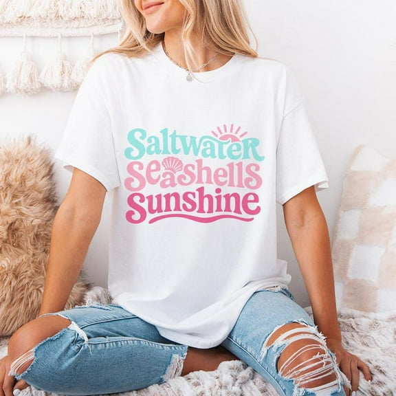 Saltwater Seashells Sunshine T-Shirt Summer Beach Vacation Shirt Design