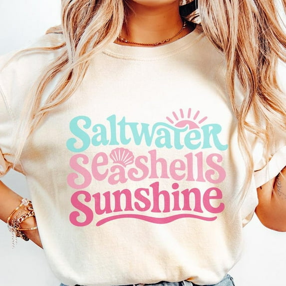 Saltwater Seashells Sunshine T-shirt, Summer Shirt, Beach Shirt, Vacation Shirt, Summer Shirt TH310509